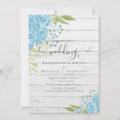 Stoffige Blauwe Rozen Rustieke Drijfhout Trouw Uit (Voorkant)