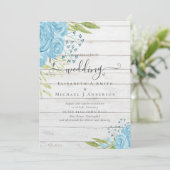 Stoffige Blauwe Rozen Rustieke Drijfhout Trouw Uit (Staand voorkant)