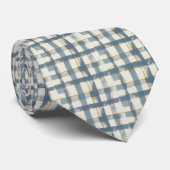 Stoffige Blauwe Ruitpatroon Heren Das (Opgerold)