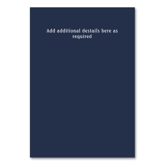 Stoffige blauwe rustieke bloemkaart met tafelnumme kaart (Achterkant)