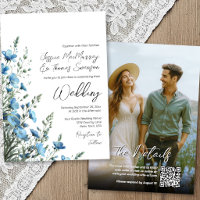 Stoffige Blauwe Salie Boho Wilde Bloemen Foto QR B
