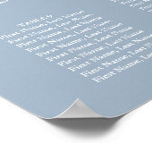 Stoffige blauwe slingerlichten bruiloft zitplaatsk poster (Hoek)