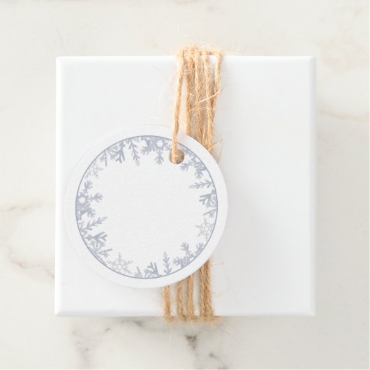 Stoffige Blauwe Sneeuwvlok Douche Mimosa Bar Juice Bedankjes Labels (In situ)