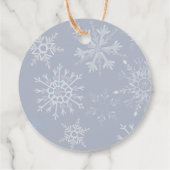 Stoffige Blauwe Sneeuwvlok Douche Mimosa Bar Juice Bedankjes Labels (Achterkant)