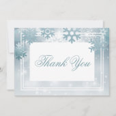 Stoffige Blauwe Sneeuwvlok Moderne Bruiloft Bedankkaart (Voorkant)