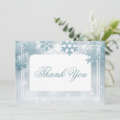 Stoffige Blauwe Sneeuwvlok Moderne Bruiloft Bedankkaart (Staand voorkant)