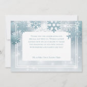 Stoffige Blauwe Sneeuwvlok Moderne Bruiloft Bedankkaart (Achterkant)