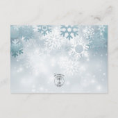 Stoffige Blauwe Sneeuwvlok Moderne Receptie Informatiekaartje (Achterkant)