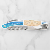 Stoffige Blauwe Strand Bruiloft 2 Hart Zand Kurkentrekker (Achterkant)