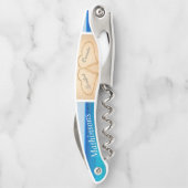 Stoffige Blauwe Strand Bruiloft 2 Hart Zand Kurkentrekker (Achterkant)