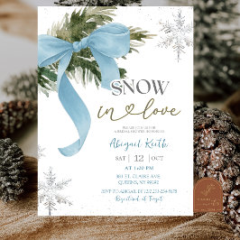 Stoffige Blauwe Strik Coquette Winter Bruiloft Fee Kaart