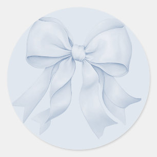 Stoffige Blauwe Strik Elegant Ronde Sticker