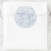 Stoffige Blauwe Strik Elegant Ronde Sticker (Tas)