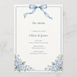 Stoffige Blauwe Strik Hortensia Bruiloft Menu
