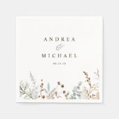 Stoffige blauwe takken groen bruiloft servet (Voorkant)