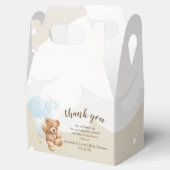 Stoffige Blauwe Teddybeer met Ballonnen Bedankdoosjes (Geopend)