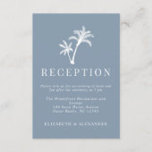 Stoffige Blauwe Tropische Palm Bruiloft Receptie Informatiekaartje (Voorkant)