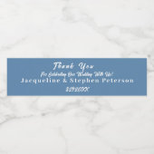 Stoffige blauwe trouwfavor waterflesstickers waterfles etiket (Enkel label)