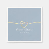 Stoffige Blauwe Trouwservetten Met Touw Hart Servet (Voorkant)