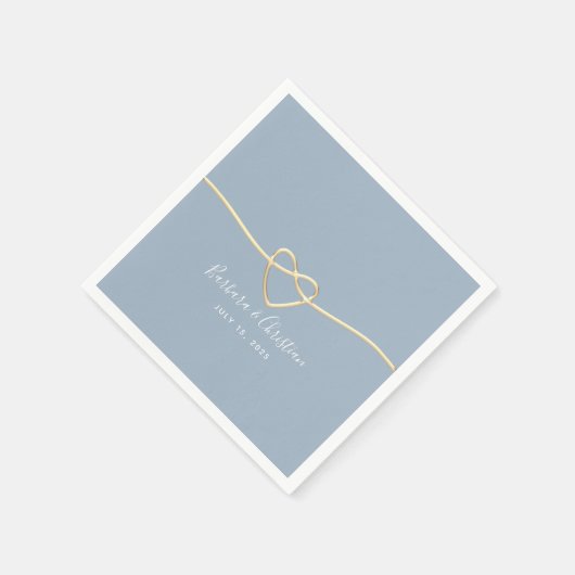 Stoffige Blauwe Trouwservetten Met Touw Hart Servet (Hoek)