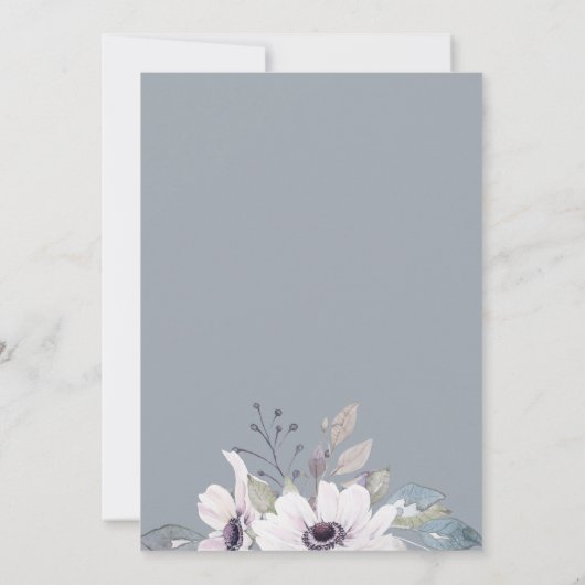 Stoffige Blauwe Tuin Bloemen Bruidsdouche Uitnodig Kaart (Achterkant)