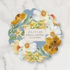 Stoffige blauwe tuinvloeemen Lente Bruiloft Feest Bedankjes Labels