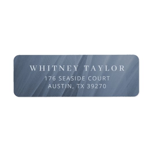 Stoffige Blauwe Tulle Textuur Etiket (Voorkant)