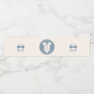 Stoffige Blauwe Vlinderdas Baby Borrel Waterfles Etiket