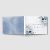 stoffige blauwe waterverf bloemen Doop Gastenboek (Volledig)