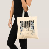 stoffige blauwe waterverf bloemen piano tote bag (Voorkant (product))