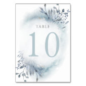 stoffige blauwe waterverf bloemen Tabel Nummer 10 Kaart (Achterkant)