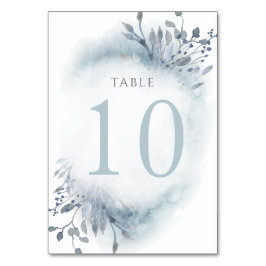 stoffige blauwe waterverf bloemen Tabel Nummer 10 Kaart