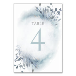 stoffige blauwe waterverf bloemen Tafel Nummer 4 Kaart