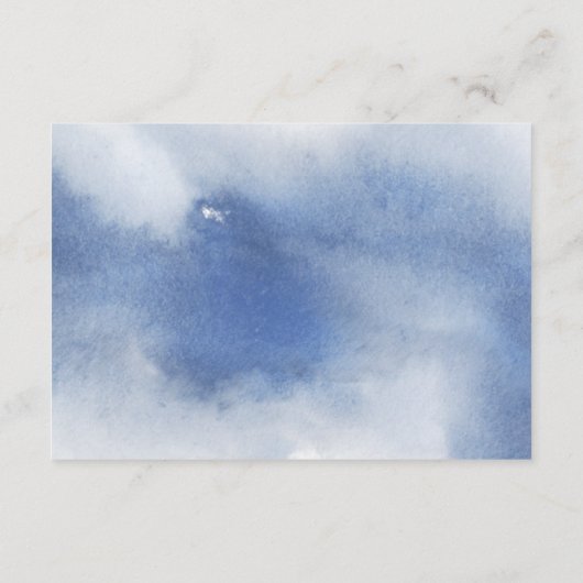 Stoffige Blauwe Waterverf, Bloemenhuwelijk QR Code Informatiekaartje (Achterkant)