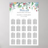 stoffige blauwe waterverf bruiloft zitje poster