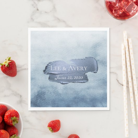 Stoffige Blauwe Waterverf en Acryl Servet (Insitu)