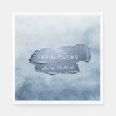 Stoffige Blauwe Waterverf en Acryl Servet (Voorkant)