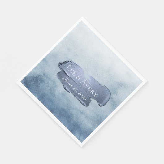 Stoffige Blauwe Waterverf en Acryl Servet (Hoek)