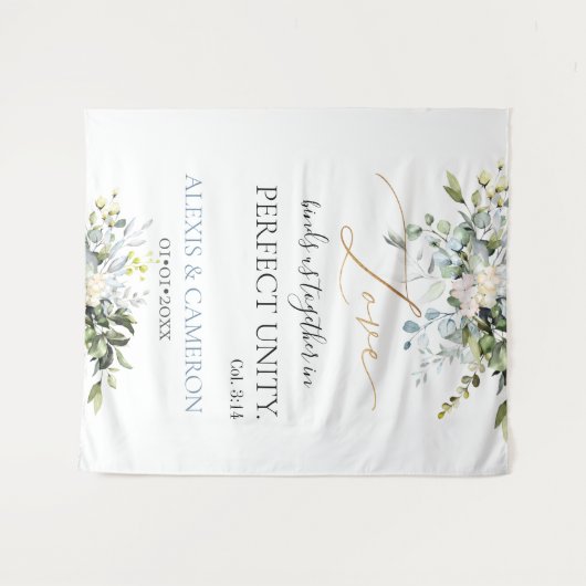 Stoffige blauwe waterverf Eucalyptus,  Kol. 3:14 Wandkleed (Voorkant (horizontaal))