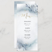 stoffige blauwe waterverf Menu (Voorkant / Achterkant)