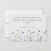 Stoffige Blauwe Weide Bloemen Moderne Trouwdag Bedankkaart (Achterkant)