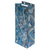 Stoffige blauwe wijnzak wijn cadeautas (Achterkant Gekanteld)