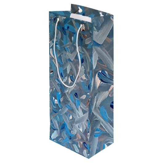 Stoffige blauwe wijnzak wijn cadeautas (Achterkant Gekanteld)