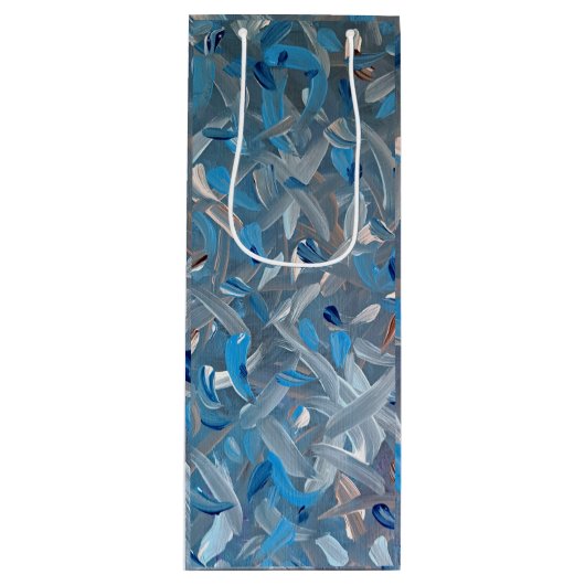 Stoffige blauwe wijnzak wijn cadeautas (Voorkant)