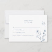 Stoffige Blauwe Wildbloemen en Butterfiles RSVP-ka Bedankkaart (Voorkant)