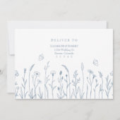 Stoffige Blauwe Wildbloemen en Butterfiles RSVP-ka Kaart (Achterkant)