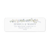 Stoffige blauwe wilde bloem retour adres labels (Voorkant)