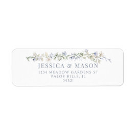 Stoffige blauwe wilde bloem retour adres labels