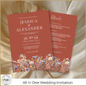 Stoffige blauwe wilde bloemen alles in één roest b kaart