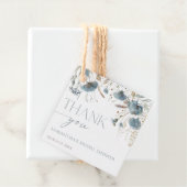 Stoffige blauwe wilde bloemen boho bruidsfeest bedankjes labels (In situ)